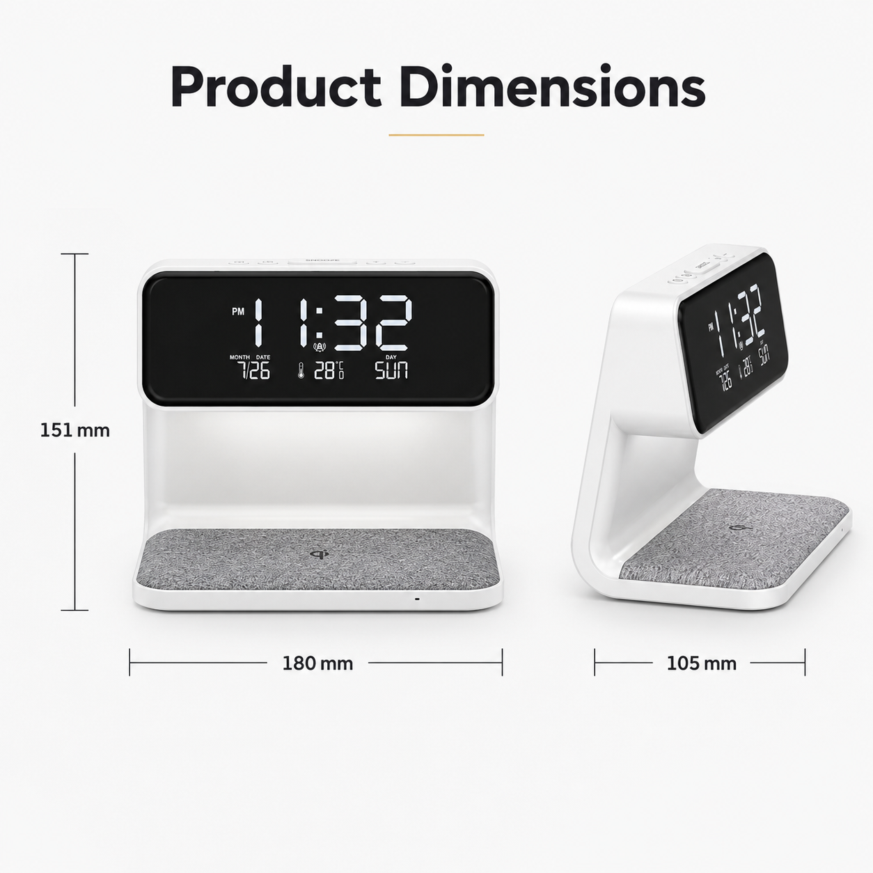 Creative 3-in-1 Night Lamp – Wireless Charger, Alarm Clock & LCD Screen