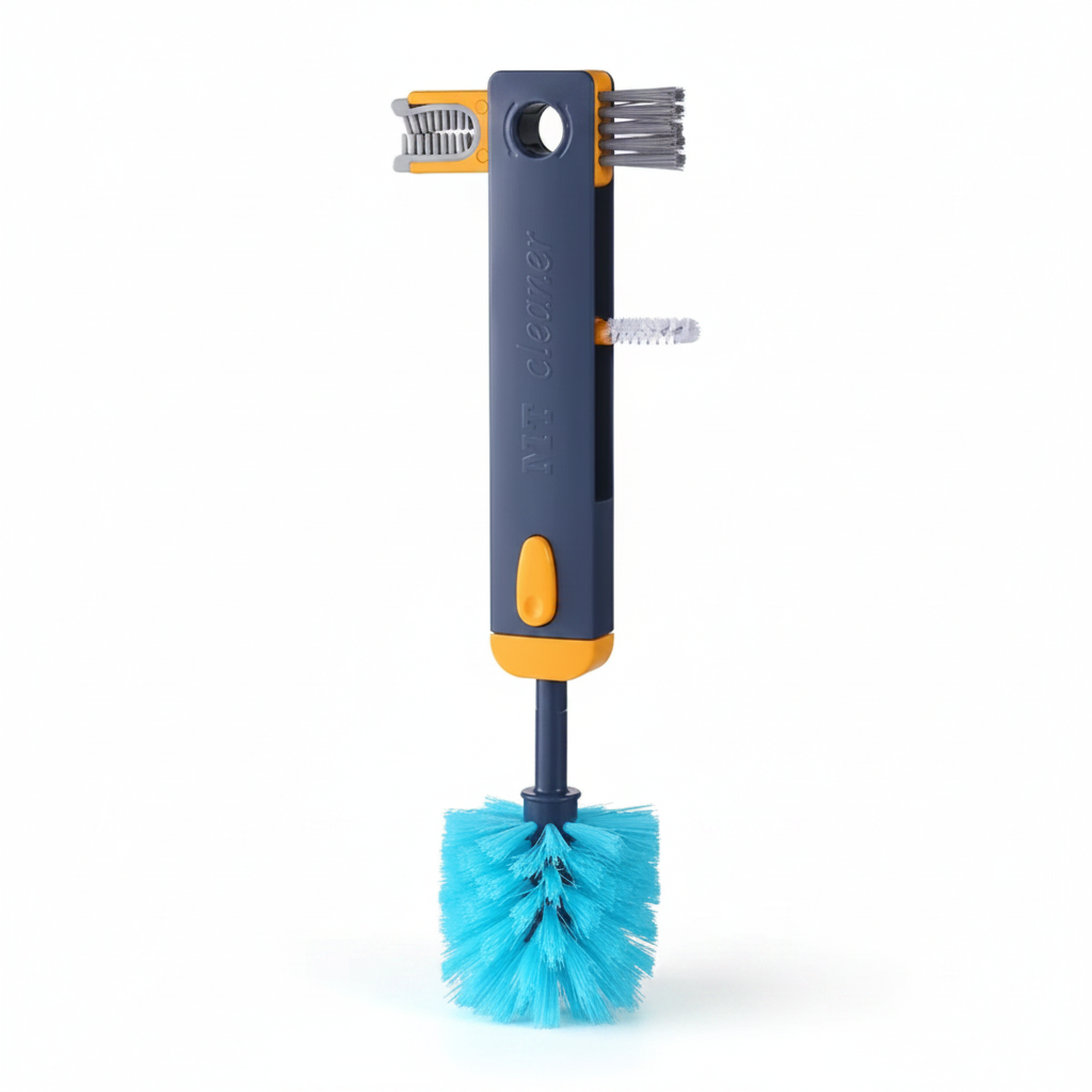 4-in-1 Multifunctional Bottle Cleaning Brush | U-Shape Silicone Cup Cleaner for Water Bottles, Tumblers & Lids