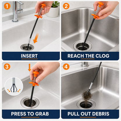 Drain Clog Remover Tool for Kitchen & Bathroom Sinks