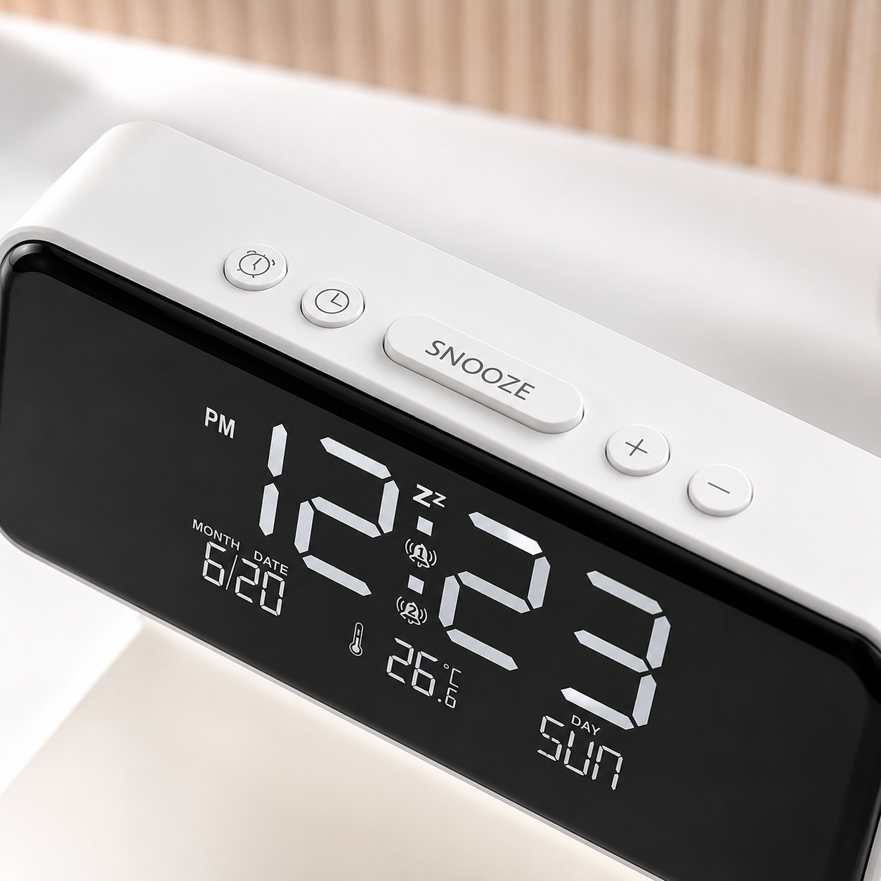 Creative 3-in-1 Night Lamp – Wireless Charger, Alarm Clock & LCD Screen