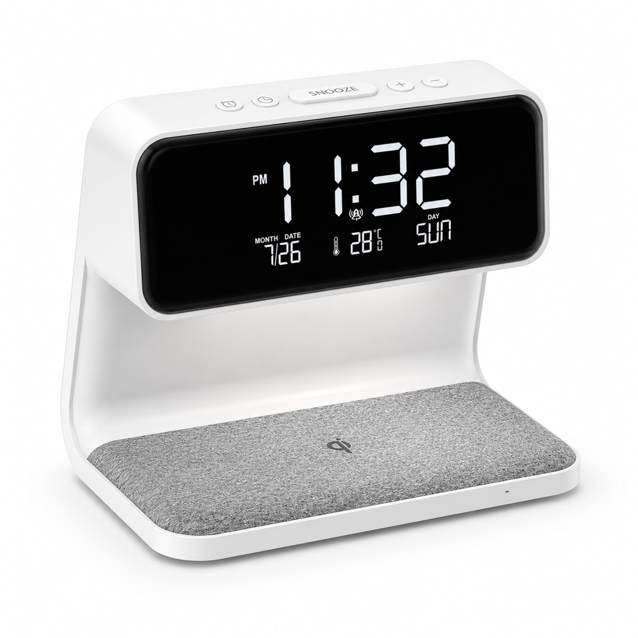 Creative 3-in-1 Night Lamp – Wireless Charger, Alarm Clock & LCD Screen