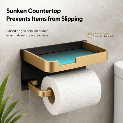 Multifunctional Toilet Paper Holder – No-Drill Aluminum Storage Drawer
