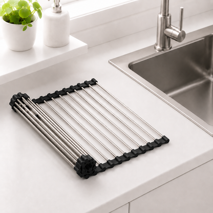 Folding Kitchen Drain Sink Rack Stainless Steel
