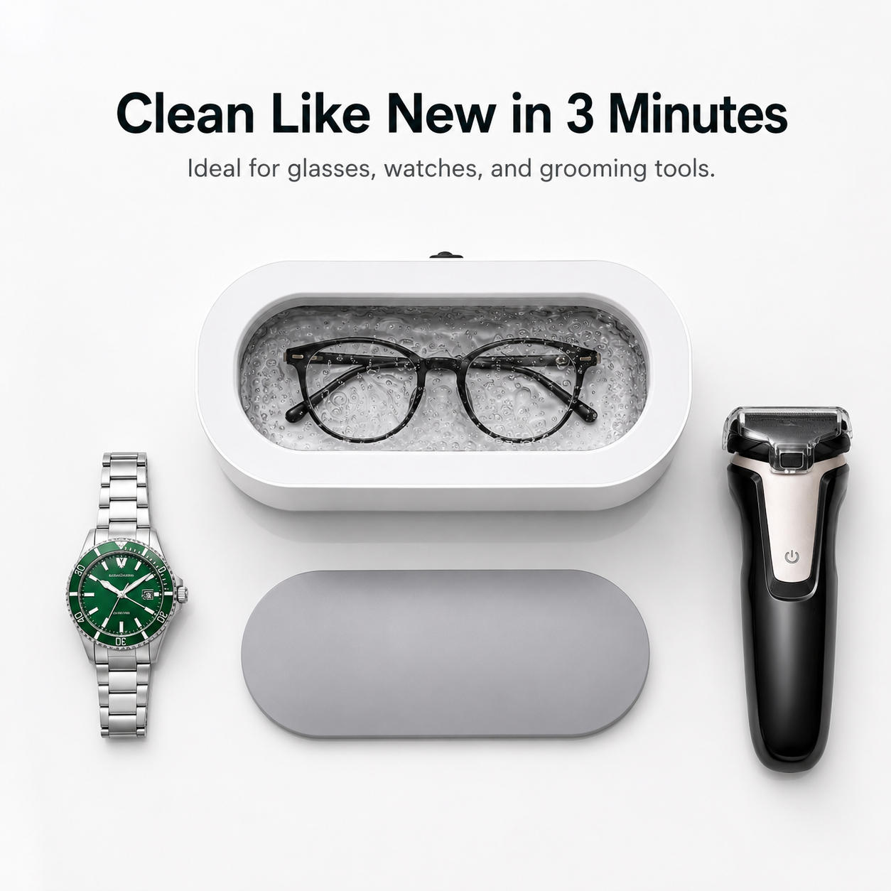 Ultrasonic Cleaner for Glasses & Jewelry – Wireless Cleaning Box