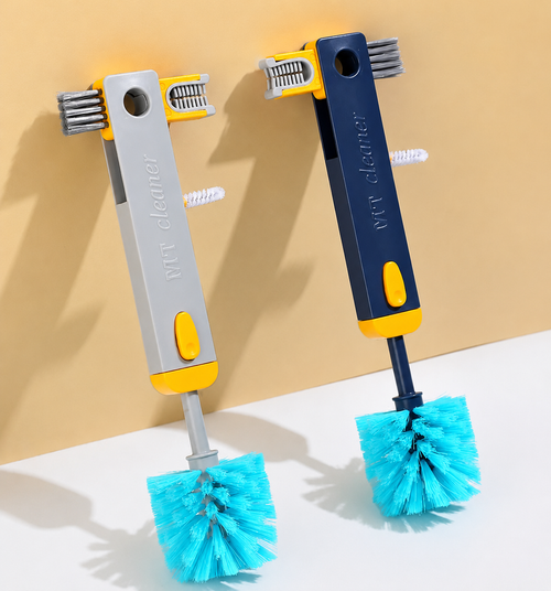 4-in-1 Multifunctional Bottle Cleaning Brush | U-Shape Silicone Cup Cleaner for Water Bottles, Tumblers & Lids