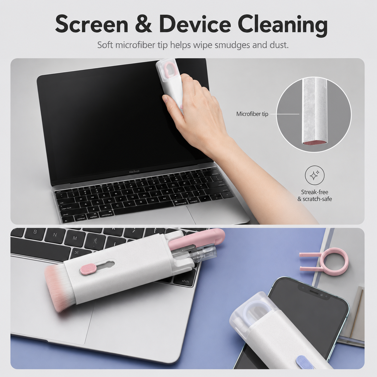 Multifunctional Cleaning Kit – Bluetooth Headphone & Keyboard Cleaner with Key Extractor