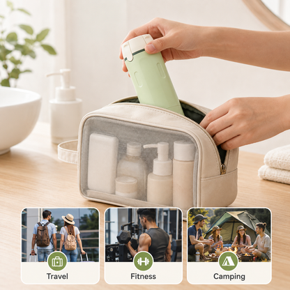 4 in 1 Travel Dispenser – Leakproof Portable Travel Bottles for Shampoo, Conditioner, Lotion & Perfume