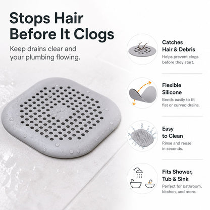 Silicone Hair Catcher Drain Cover for Shower, Tub & Sink
