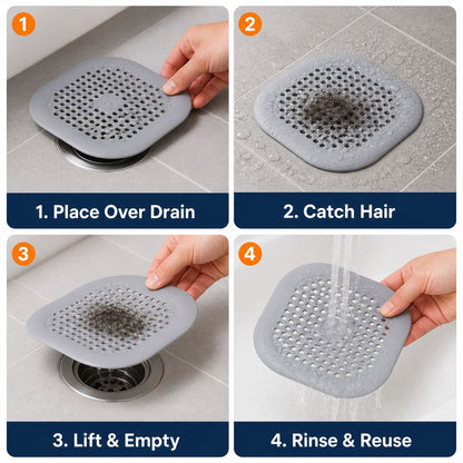 Silicone Hair Catcher Drain Cover for Shower, Tub & Sink