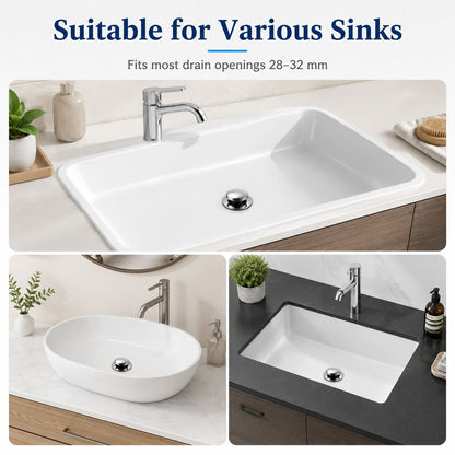 Pop-Up Bathroom Sink Stopper with Hair Catcher Universal Anti-Clog Drain Filter