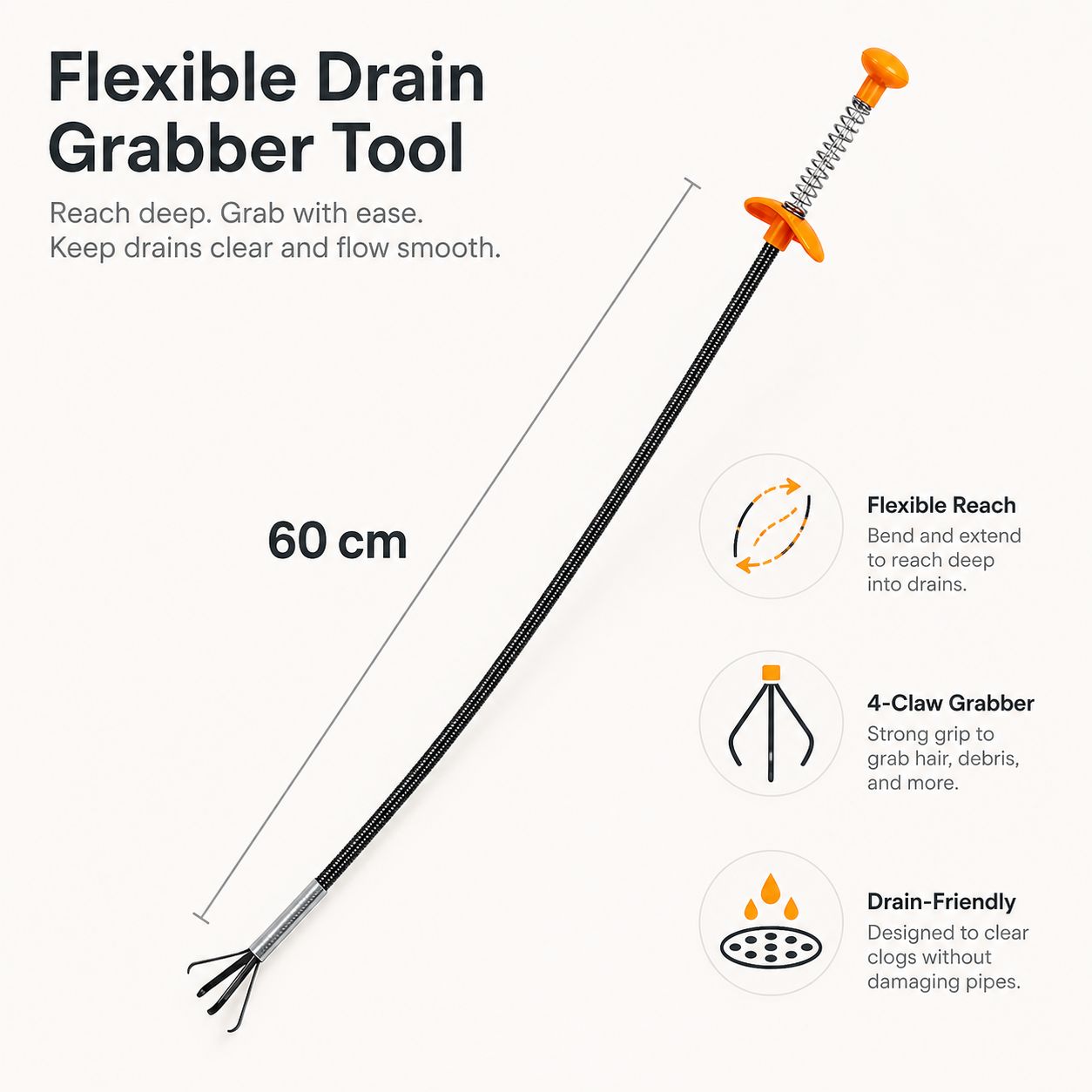 Drain Clog Remover Tool for Kitchen & Bathroom Sinks