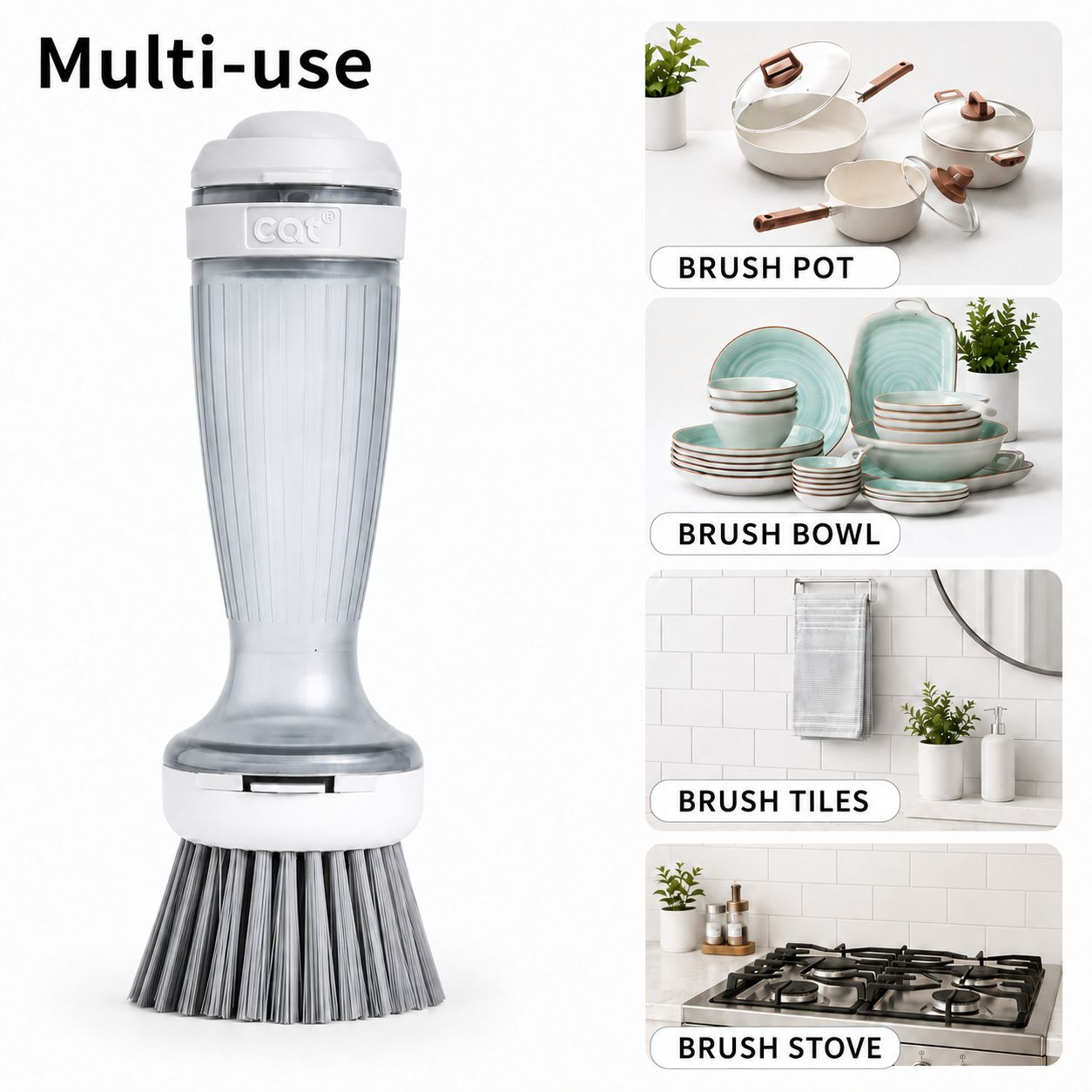Dish Brush with Built-In Soap Dispenser