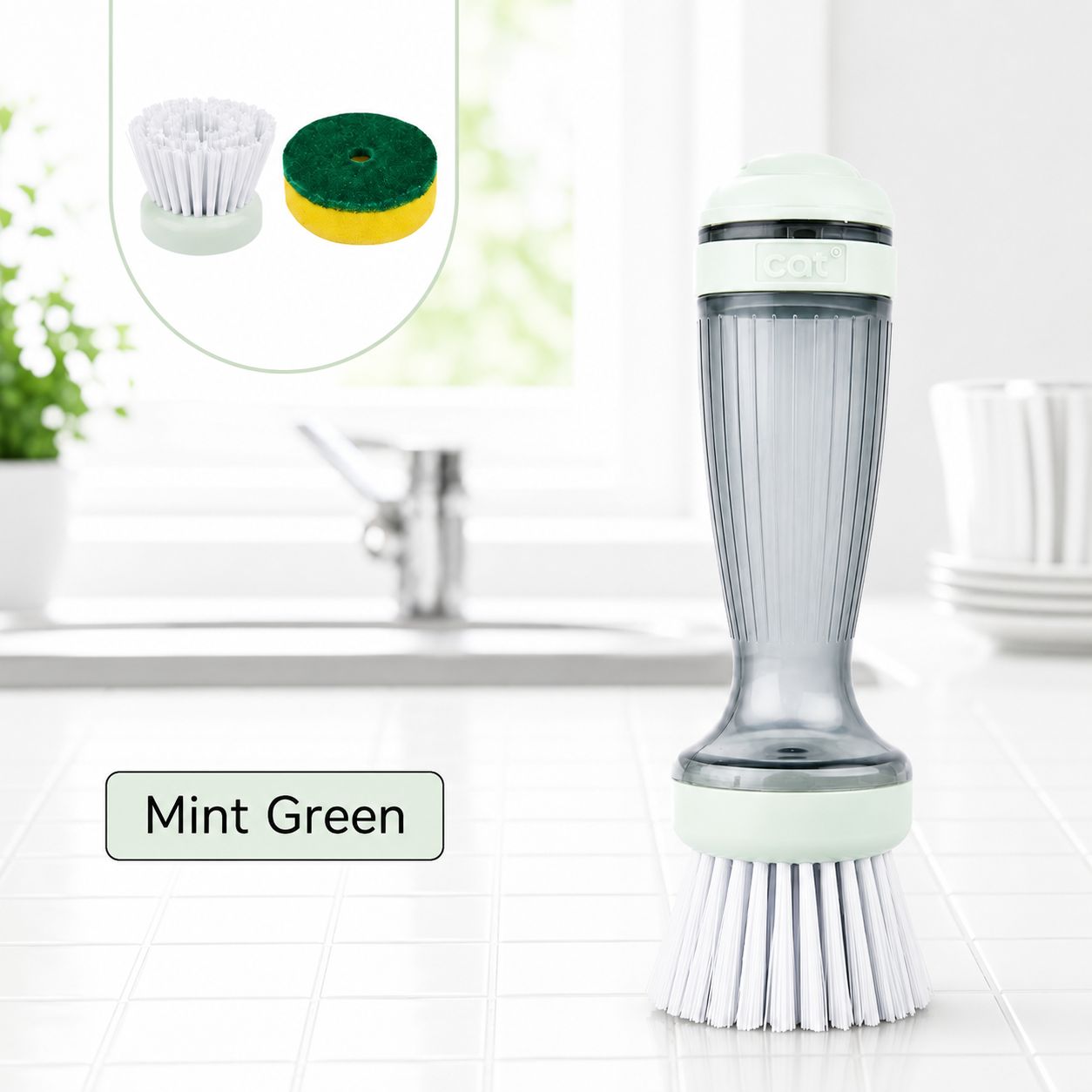 Dish Brush with Built-In Soap Dispenser