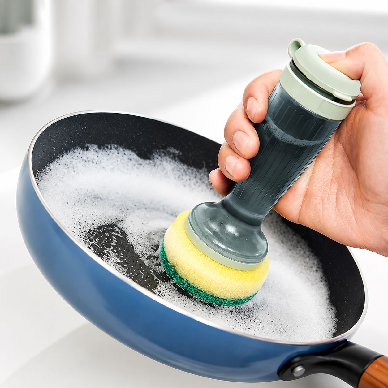 Dish Brush with Built-In Soap Dispenser